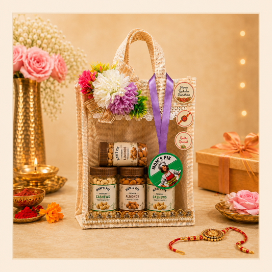 Jute Bag Dry Fruits Rakhi Hamper - Starting from 849