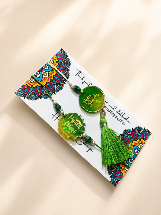 Handmade Resin Bhai–Bhabhi Rakhi Combo — Add ₹110