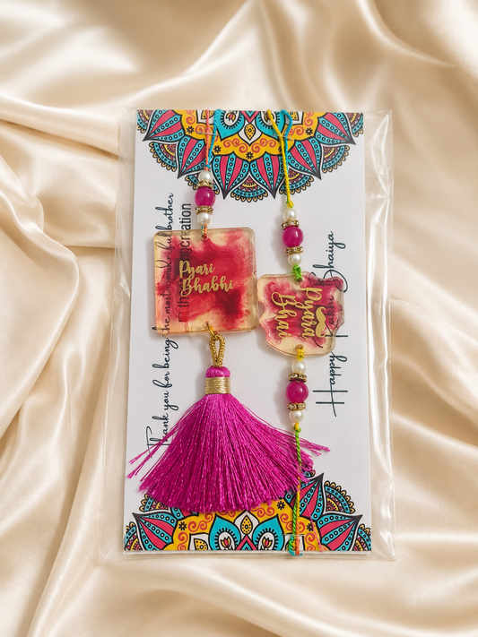 Handmade Resin Bhai–Bhabhi Rakhi Combo — Add ₹110