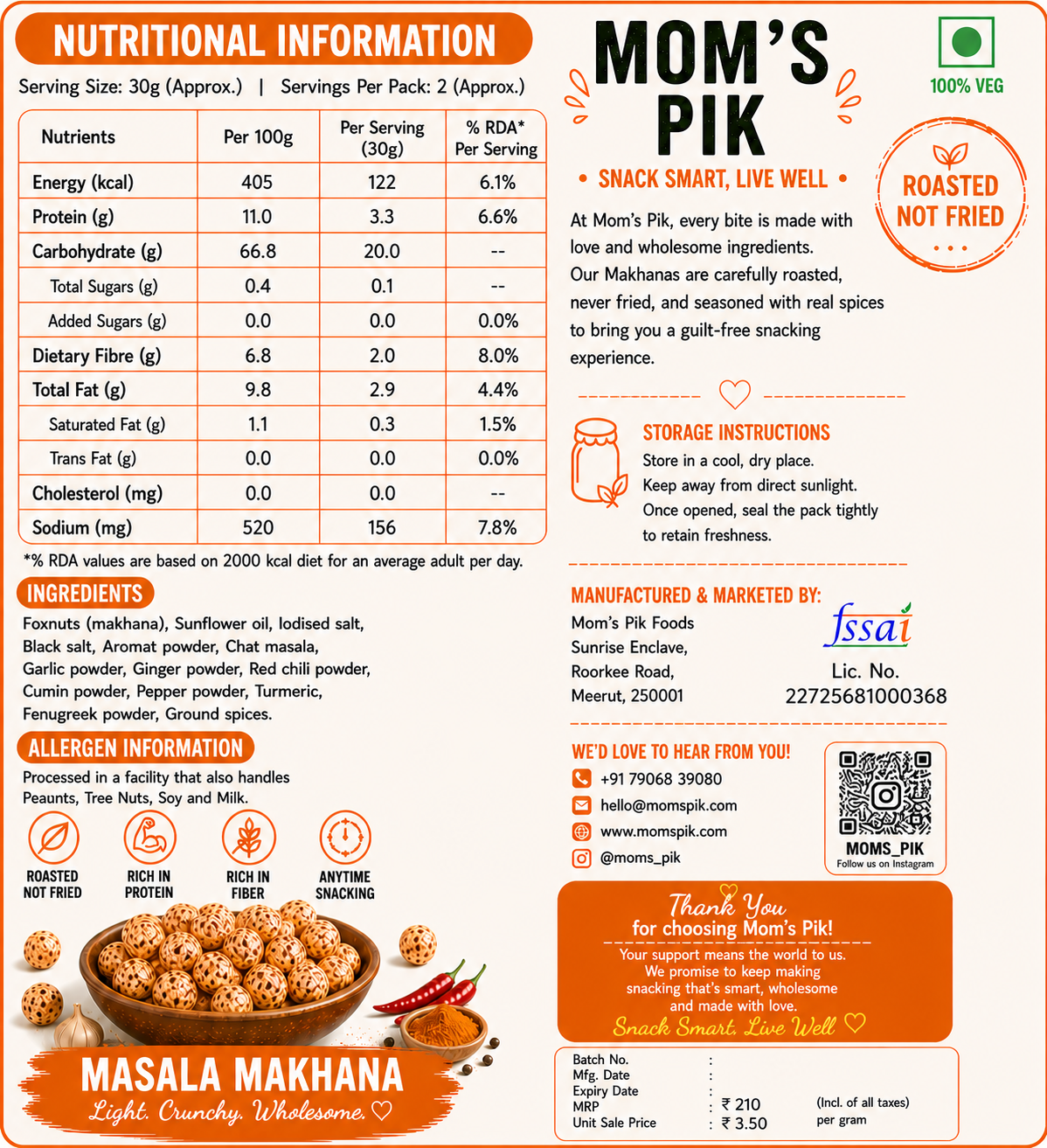 Premium Roasted Makhana – Masala Twist