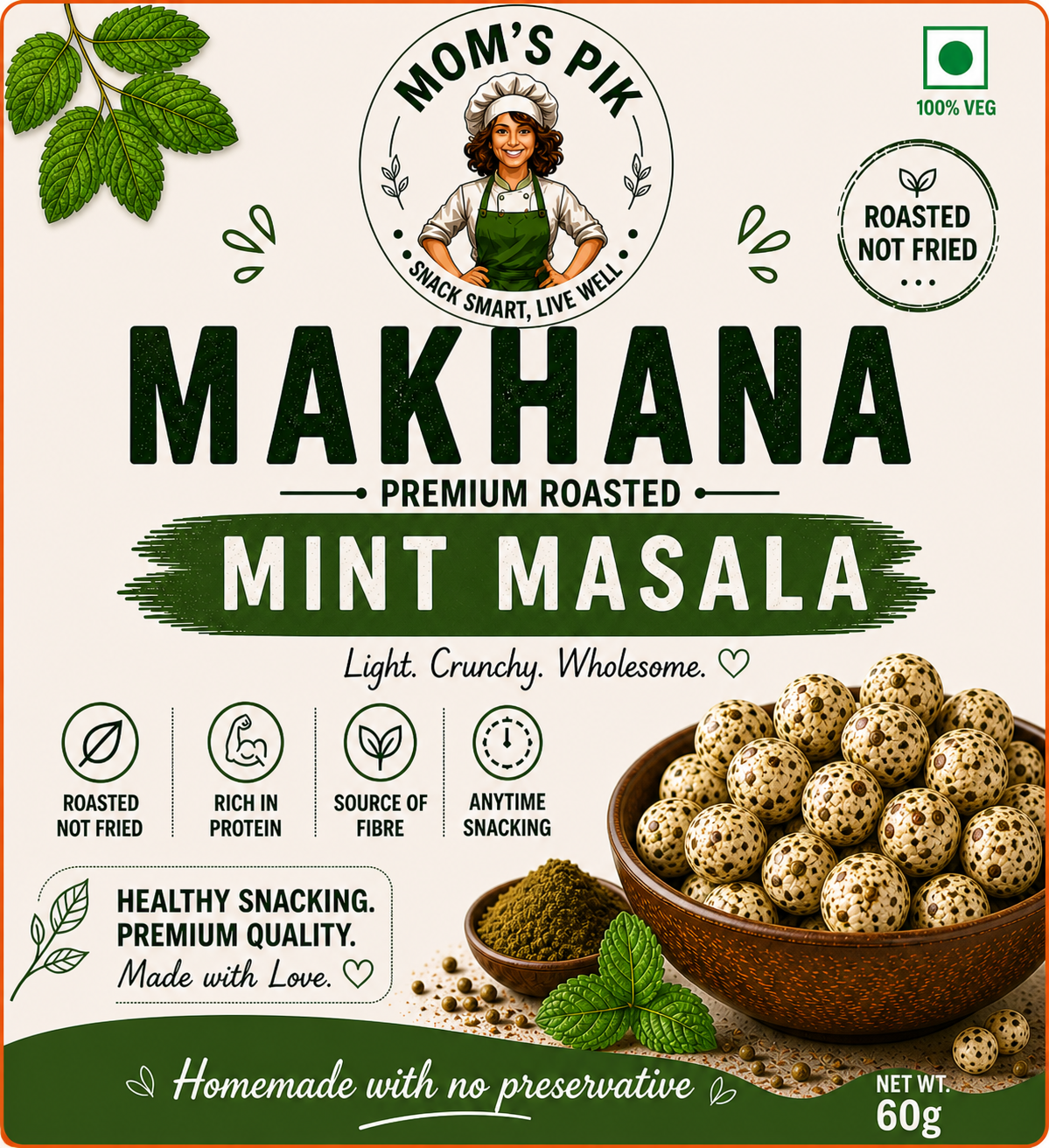Premium Roasted Makhana – Mint Twist